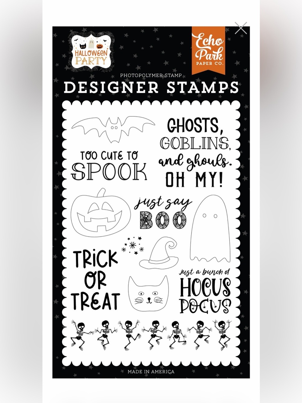 🎃👻 Echo Park Halloween Party: Just Say Boo Stamp Set ✨🧙♀️🦇🐈⬛